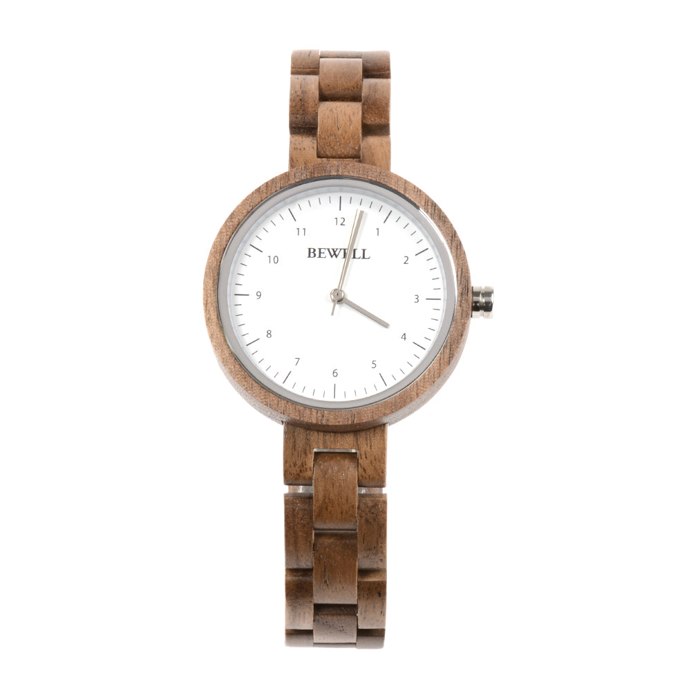 Bewell 174AL Ladies Black Walnut Wood Watch