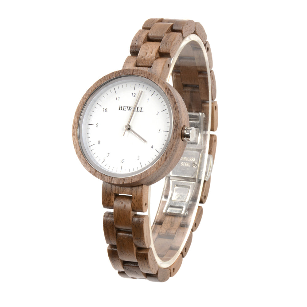 Bewell 174AL Ladies Black Walnut Wood Watch