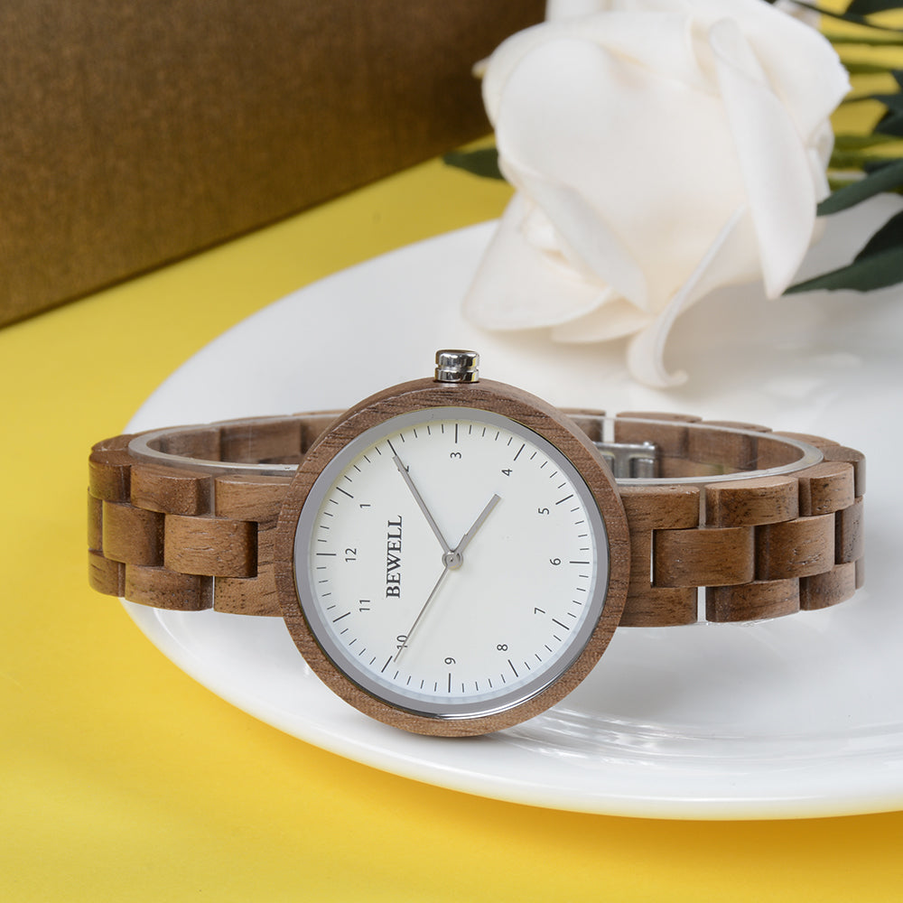 Bewell 174AL Ladies Black Walnut Wood Watch