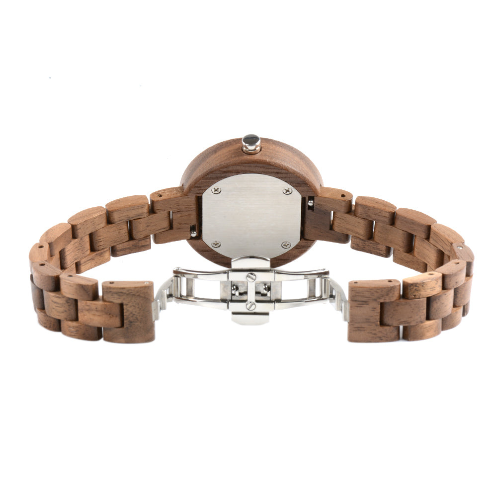 Bewell 174AL Ladies Black Walnut Wood Watch