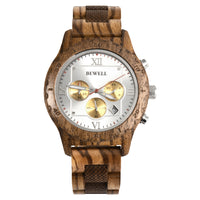 Thumbnail for Bewell 180AG Zebra with Walnut Wood Watch