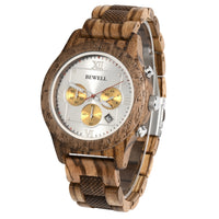 Thumbnail for Bewell 180AG Zebra with Walnut Wood Watch