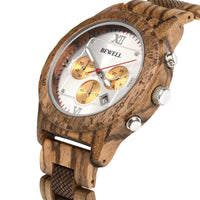 Thumbnail for Bewell 180AG Zebra with Walnut Wood Watch