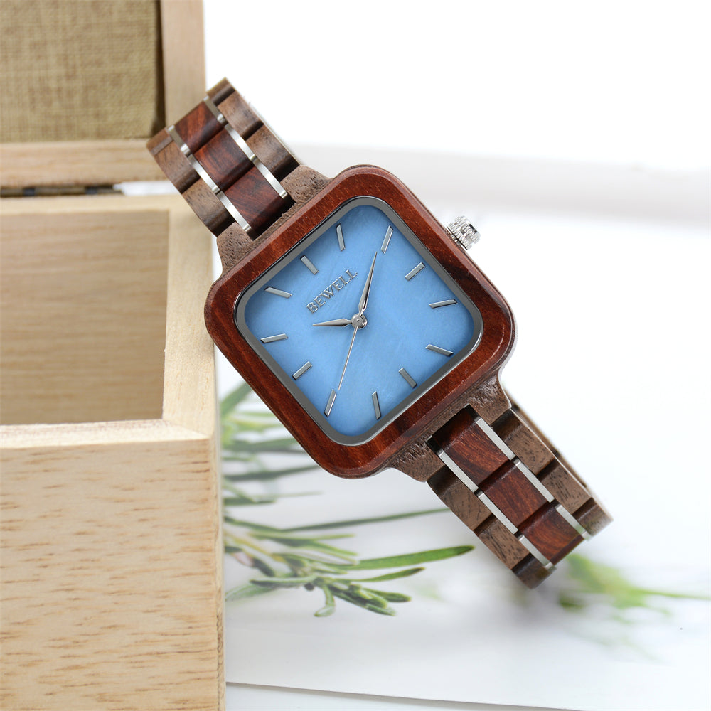 Bewell W185AL Ladies Walnut with Red Sandalwood Wood Watch