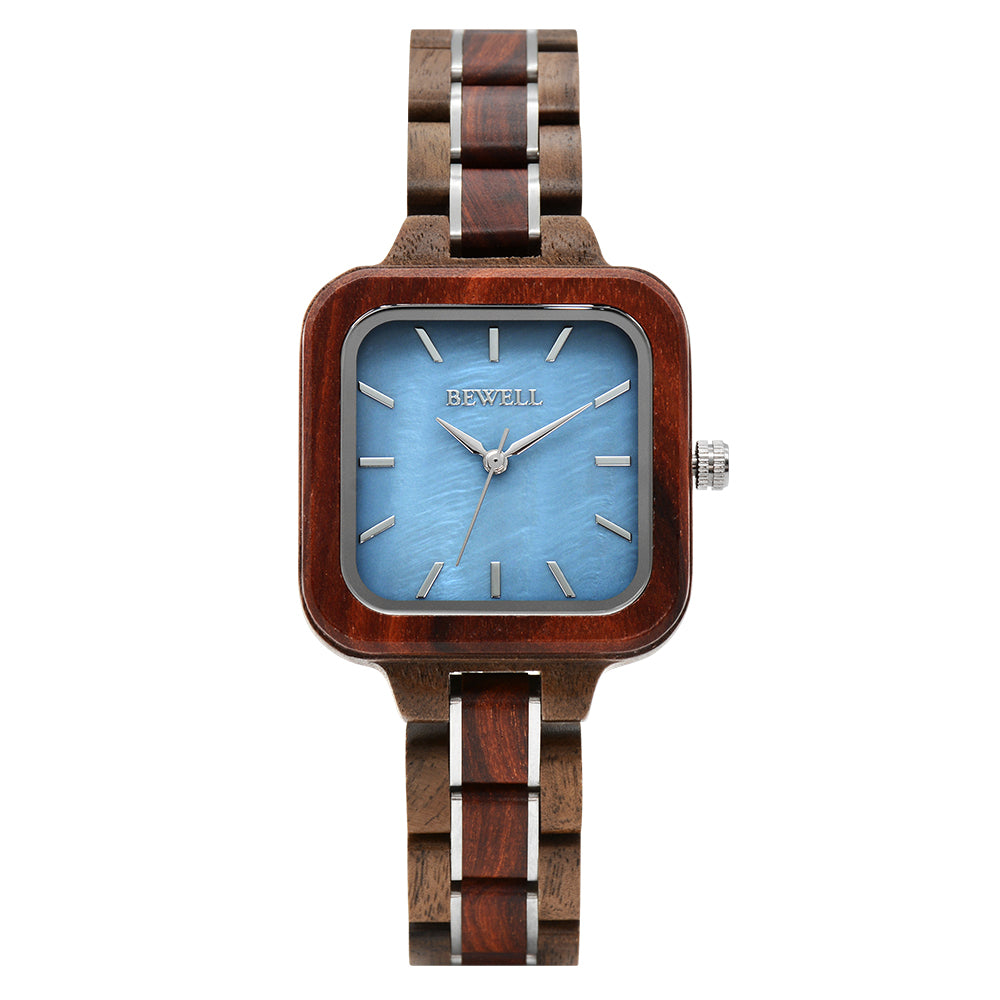 Bewell W185AL Ladies Walnut with Red Sandalwood Wood Watch