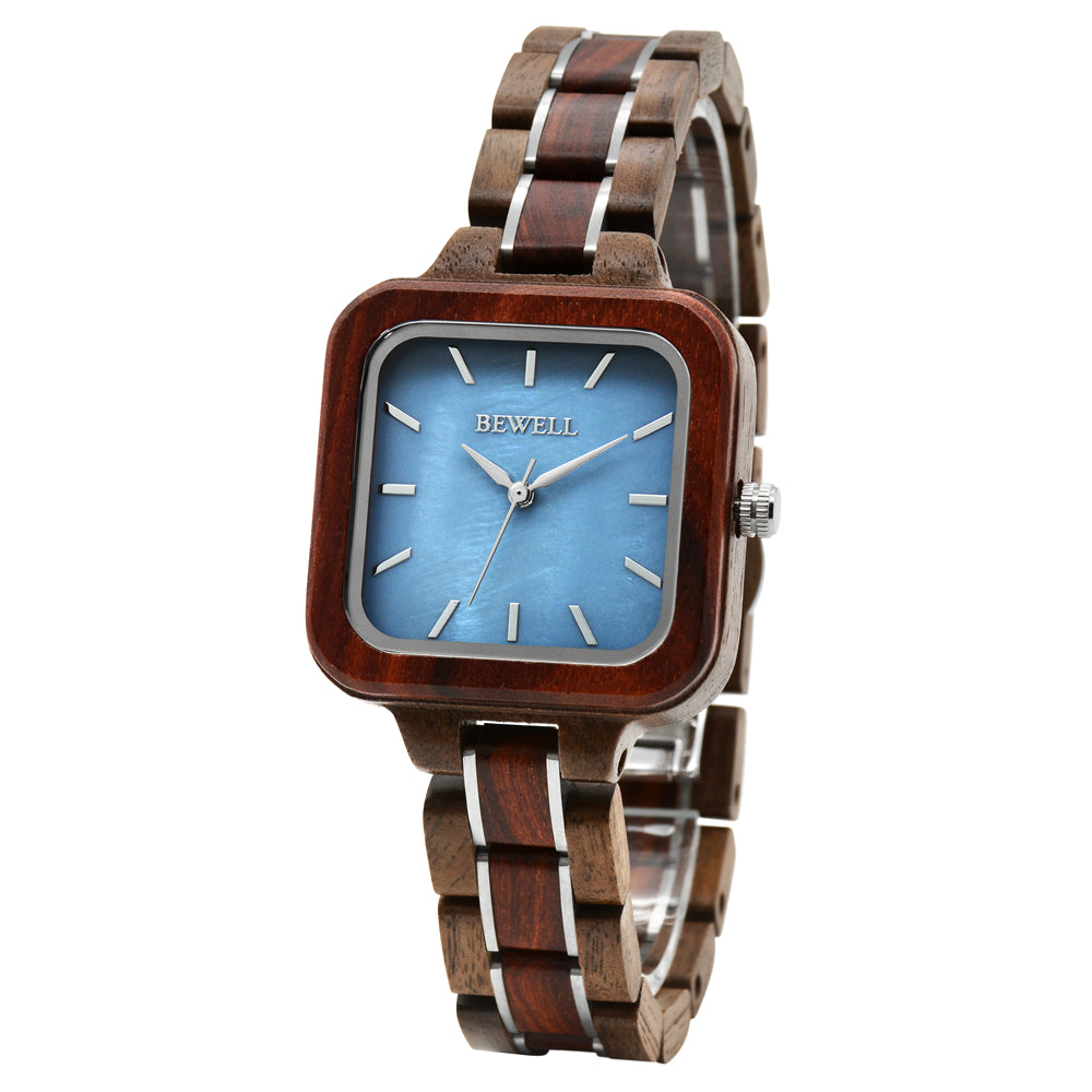 Bewell W185AL Ladies Walnut with Red Sandalwood Wood Watch