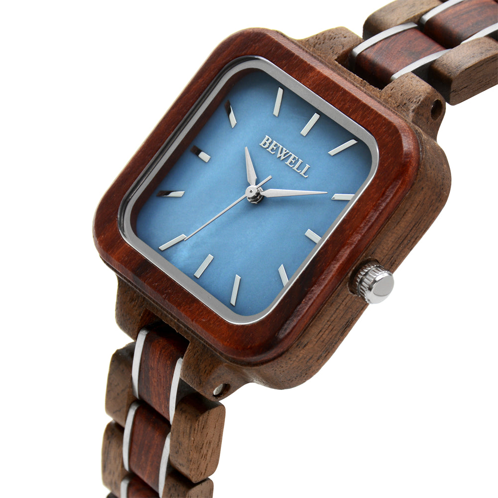 Bewell W185AL Ladies Walnut with Red Sandalwood Wood Watch