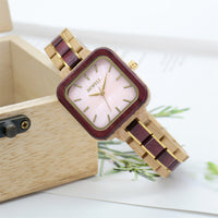 Thumbnail for Bewell W185AL Ladies Oak with Purple Heart Wood Watch