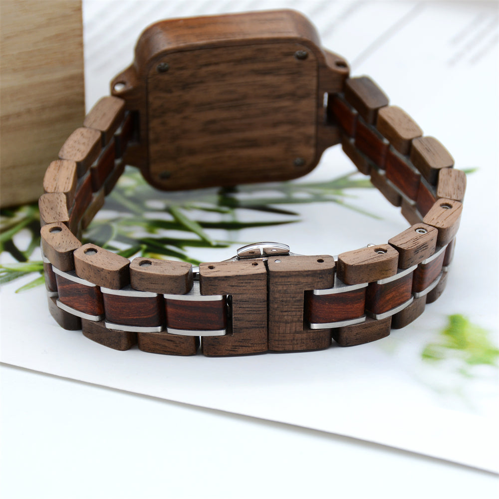 Bewell W185AL Ladies Walnut with Red Sandalwood Wood Watch