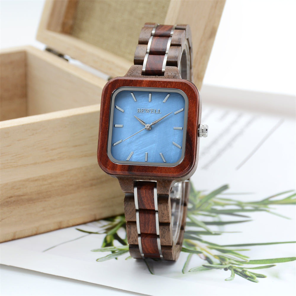 Bewell W185AL Ladies Walnut with Red Sandalwood Wood Watch