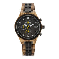 Thumbnail for Bewell Chronograph Zebra Wood And Stainless Steel Watch