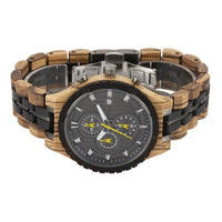 Thumbnail for Bewell Chronograph Zebra Wood And Stainless Steel Watch
