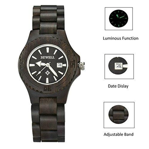 Woman Ladies Bewell Bamboo Ebony Wood Watch Her