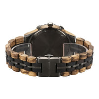 Thumbnail for Bewell Chronograph Zebra Wood And Stainless Steel Watch