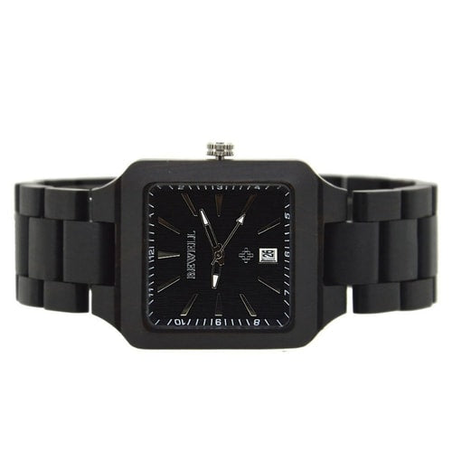 Bewell 111A Ebony Square Wood Watch
