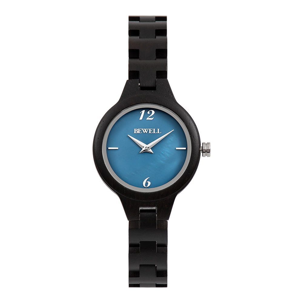 Bewell 150A Ebony Wood Watch - Mother of Pearl Dial