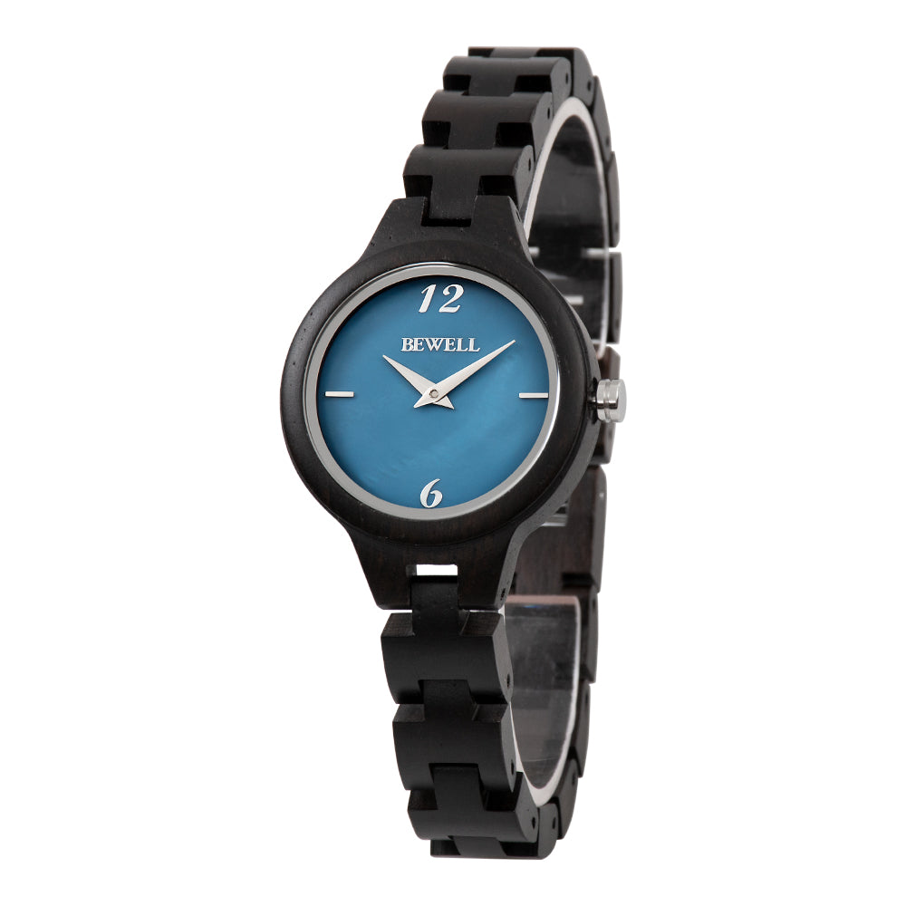 Bewell 150A Ebony Wood Watch - Mother of Pearl Dial