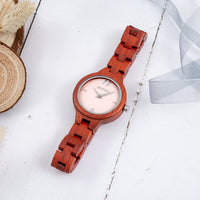 Thumbnail for Bewell 150A Red Sandalwood Wood Watch - Mother of Pearl Dial