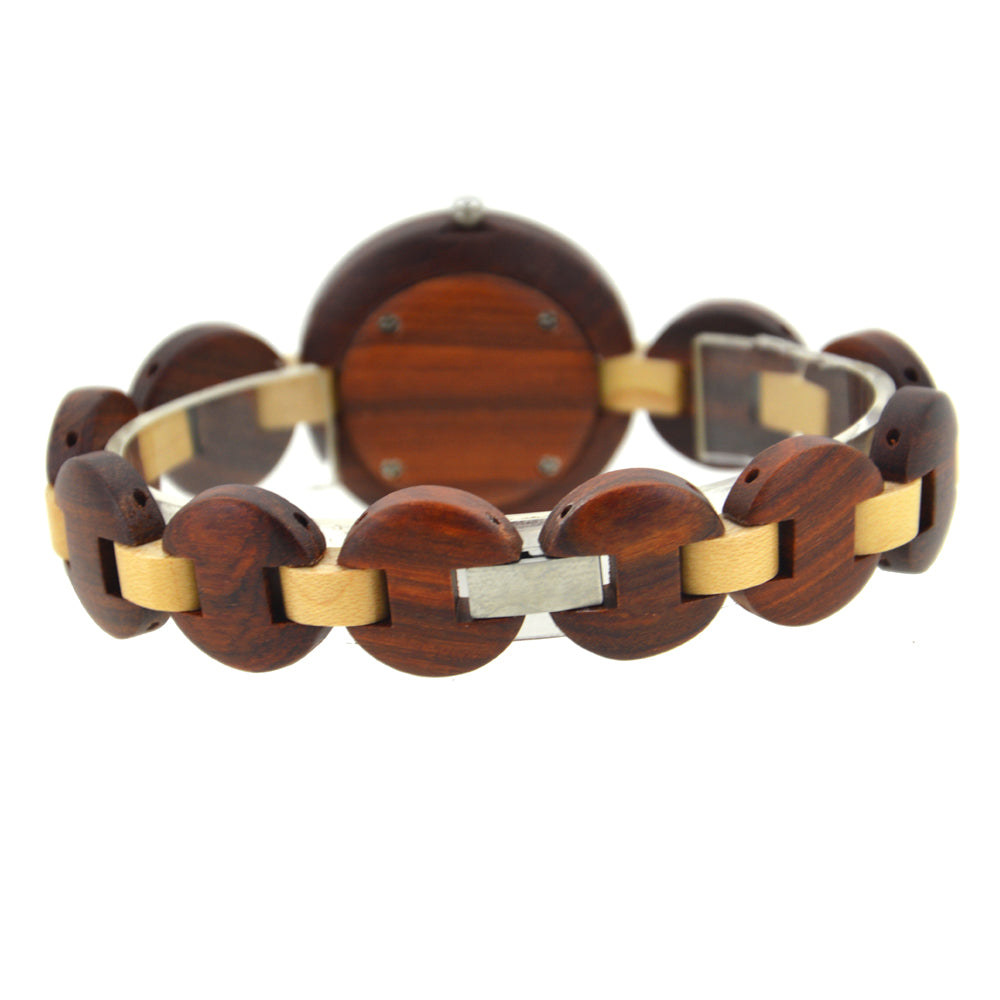 Bewell W101A Ladies Red Sandalwood & Maple Wood Watch