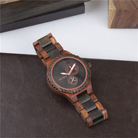 Thumbnail for Bewell 154A Classic Red & Black Sandalwood Watch