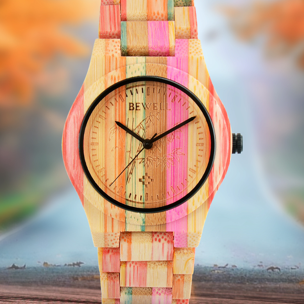 Bewell W105DG UniSex Pastel Color Wood Watch
