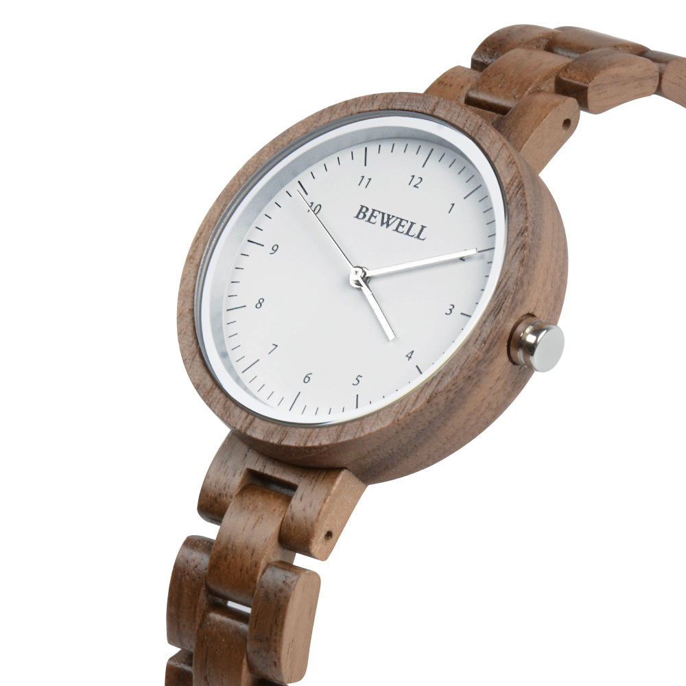 Bewell 174AL Ladies Black Walnut Wood Watch