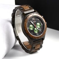 Thumbnail for Bewell 180AG Ebony with Chocolate Wood Watch