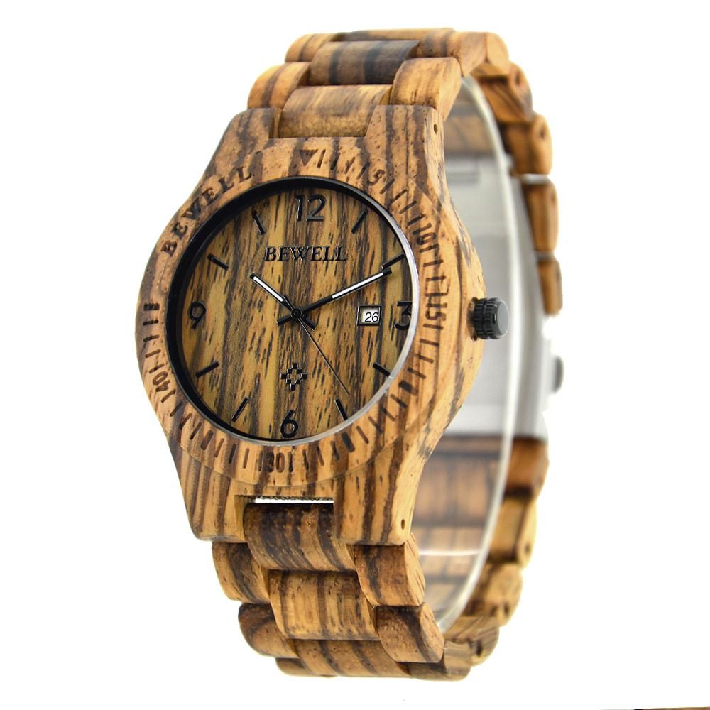 Bewell Classic Retro Bamboo Zebra Wood Watch Bamboo watch