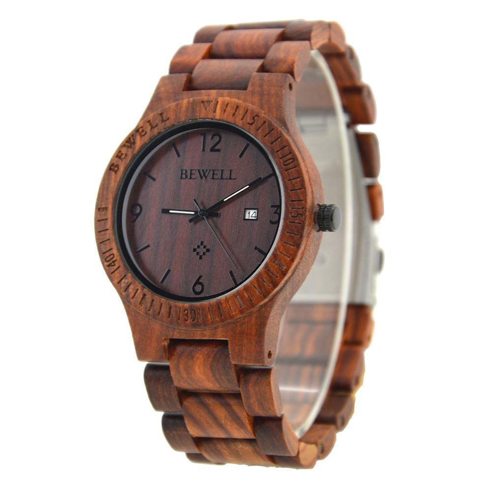 Bewell Classic Retro Bamboo Red Sandalwood Wood Watch Bamboo watch