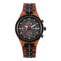 Thumbnail for Bewell Chronograph Red Sandalwood and Ebony Wood And Stainless Steel Watch