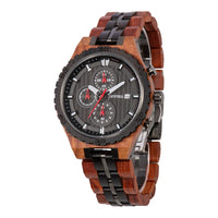 Thumbnail for Bewell Chronograph Red Sandalwood and Ebony Wood And Stainless Steel Watch
