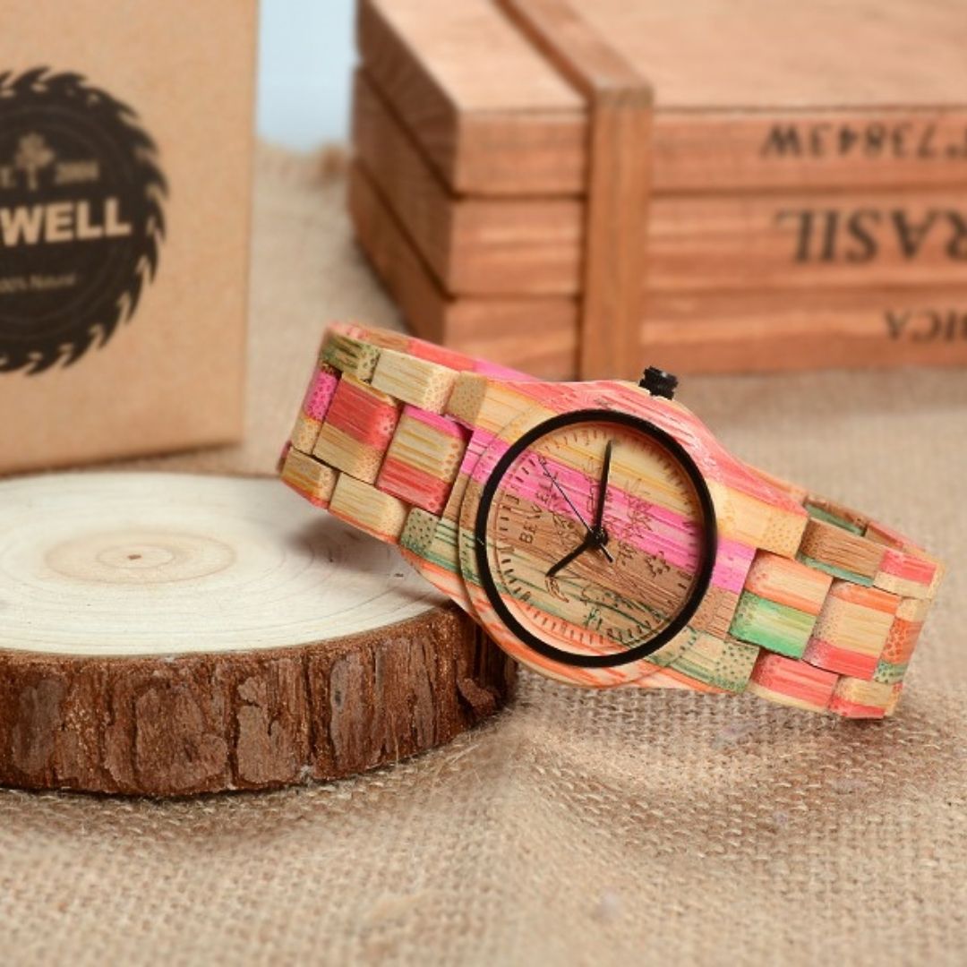 Bewell W105DL Ladies Pastel Color Wood Watch
