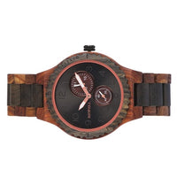 Thumbnail for Bewell 154A Classic Red & Black Sandalwood Watch